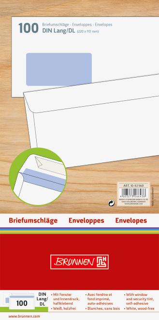 BRUNNEN  Umschläge DL m.Fenster 100Stk. - 10 VPE
